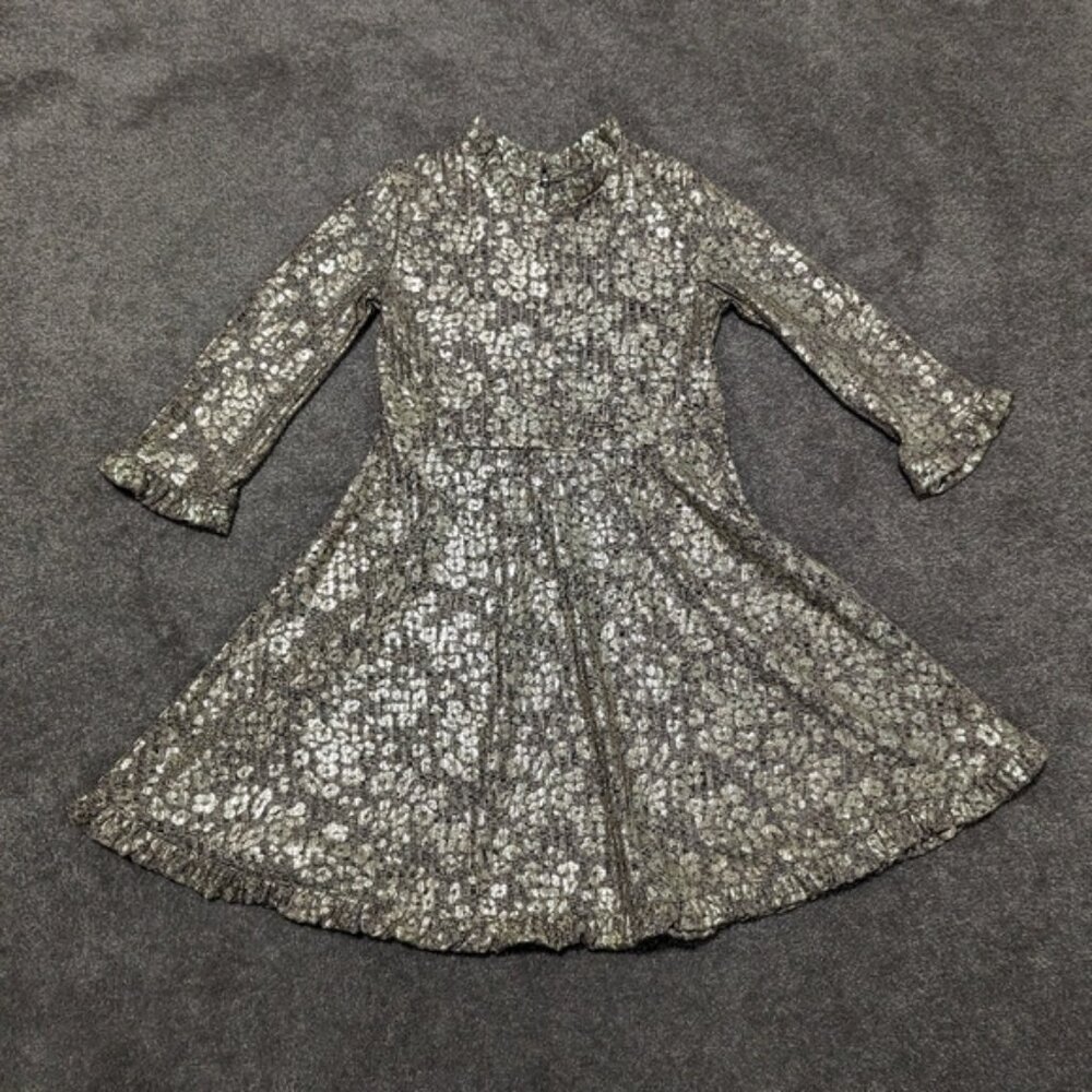 Art Class Metallic Gold Dress Girls Size 7 8 Cheetah Print